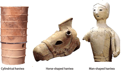 Cylindrical haniwa, Horse-shaped haniwa, Man-shaped haniwa