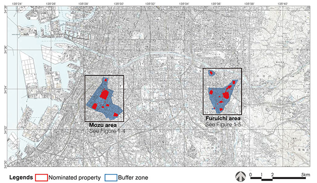 Positional relation between the Mozu and Furuichi areas